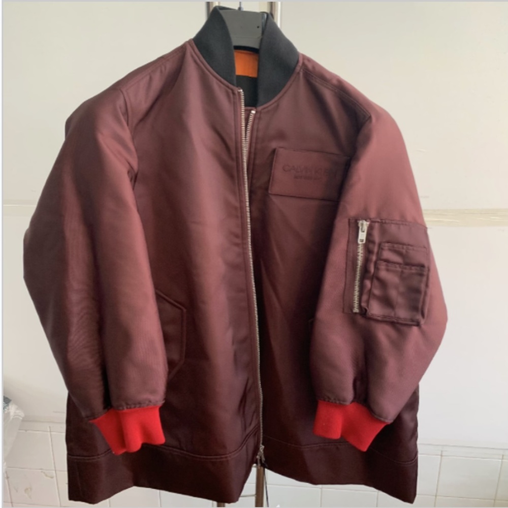 Calvin Klein 205W39NYC - Burgundy Oversized Bomber Jacket
